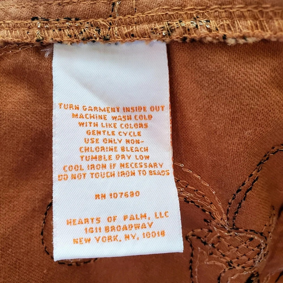 Hearts Of Palm Women's Brown Jeweled Floral Button Front Collared Jacket Sz 10 - Picture 4 of 17